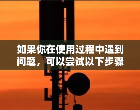 如果你在使用过程中遇到问题，可以尝试以下步骤