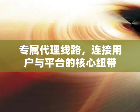 专属代理线路，连接用户与平台的核心纽带